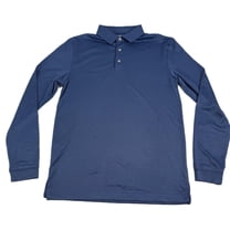 PGA Tour PEACOAT Men's Mini Jacquard Long Sleeve Golf Polo Shirt, US Small
