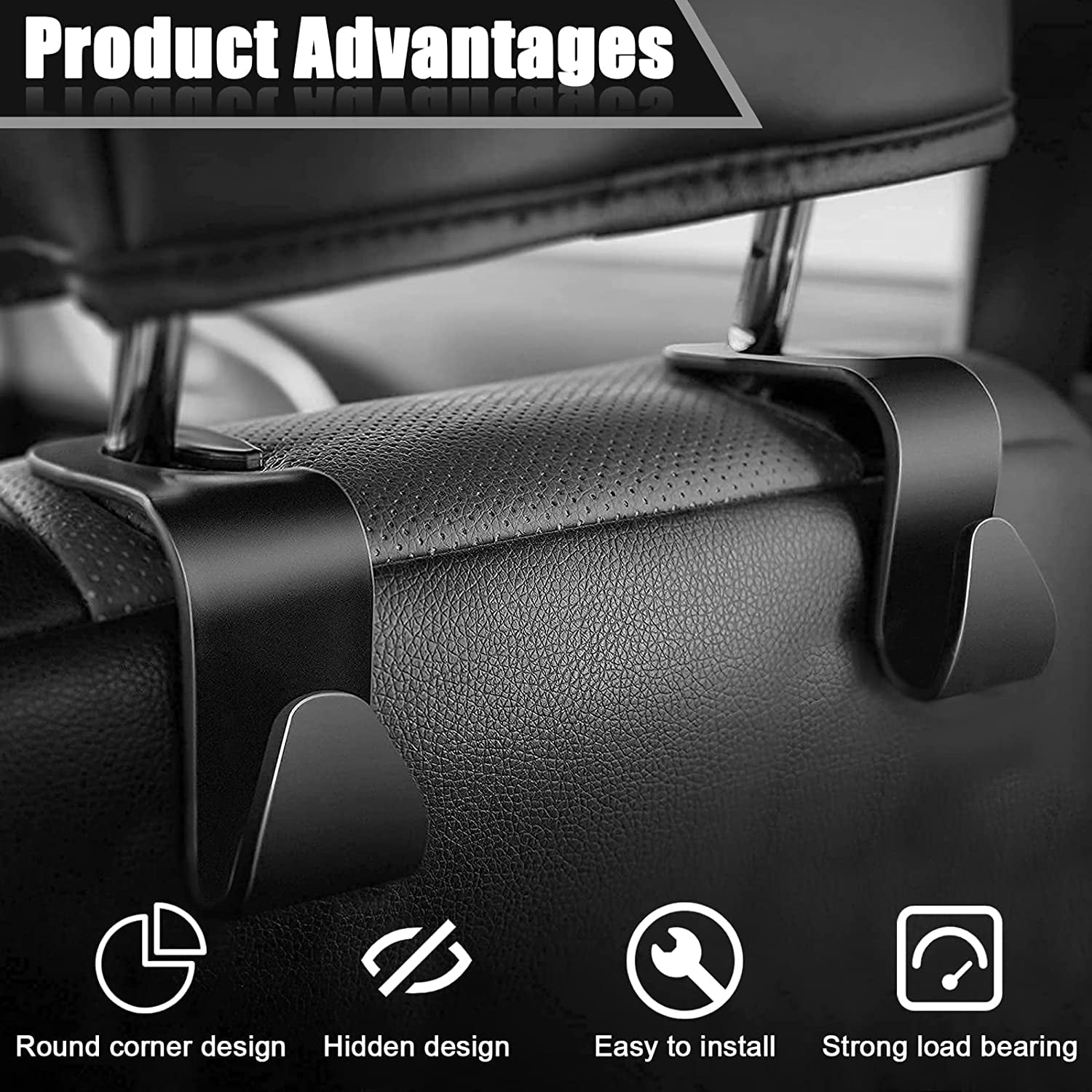 2PCS Car Seat Headrest Hooks, Universal Black Car Seat Hooks, Car Interior  Accessories, Can Hang Clothes, Umbrella, Backpack, Suitable for Most Cars 