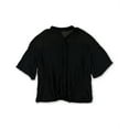 thumbnail image 2 of Rachel Roy Womens Sheer Yoke Knit Blouse, Black, XX-Large, 2 of 2