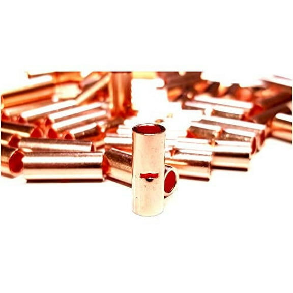 12-10 Gauge UN-Insulated Non Insulated Bare Copper Butt Splice Connector Wire Terminal (100)