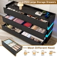 thumbnail image 4 of Blotout 6 Drawer Dresser with 60000-color LED Lights & Power Outlet, 59'' Long Modern Chest of Drawers for Closet, Handle Free Minimalist Dresser for Bedroom, Living Room, Entryway, Hallway, 4 of 7