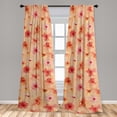 thumbnail image 2 of Floral Design Window Curtains, Delicate Flowers Vintage Pattern Watercolor on Brush Strokes Back, Lightweight Decor 2-Panel Set with Rod Pocket, Pair of - 28"x95", Dark Coral Pale Peach, by Ambesonne, 2 of 3