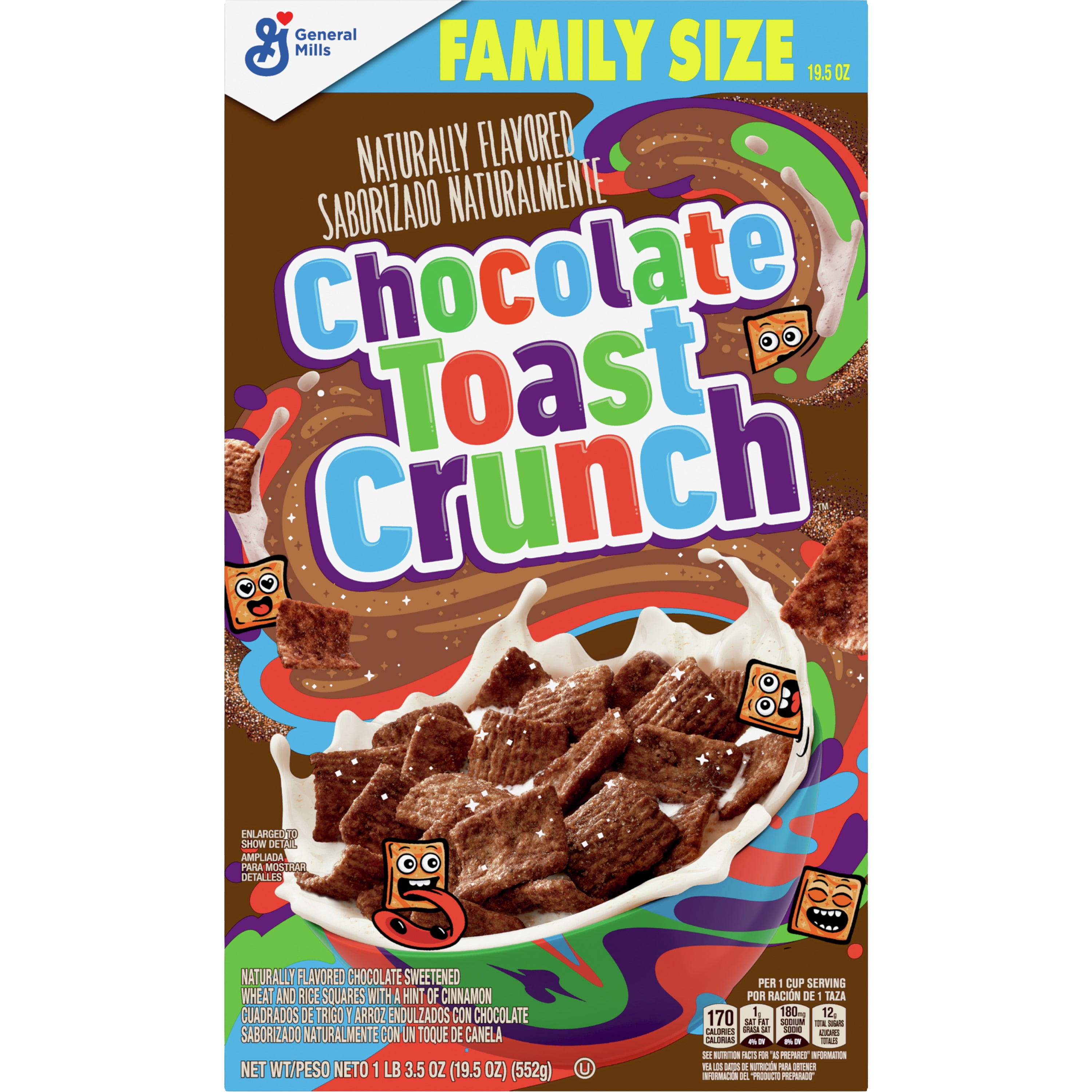 Chocolate Toast Crunch Breakfast Cereal, 19.5 OZ Family Size Cereal Box