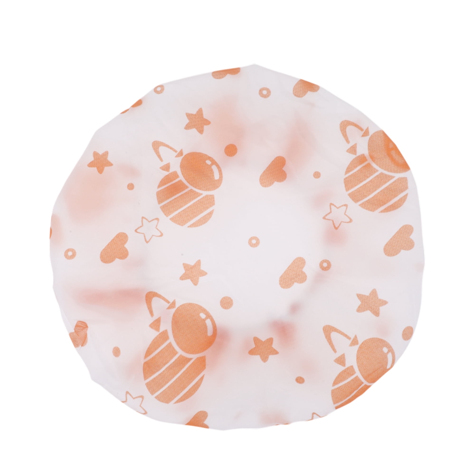 Unique Bargains Print Single Layer Shower Cap 5 Pcs Orange
