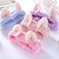 thumbnail image 1 of 4 diademas con orejas de gato, diadema para ducha de spa, diadema para lavar la cara, diadema para maquillaje, envoltura de banda, tela colorida lavable, se adapta a todos los tamaños de cabeza, 1 of 5
