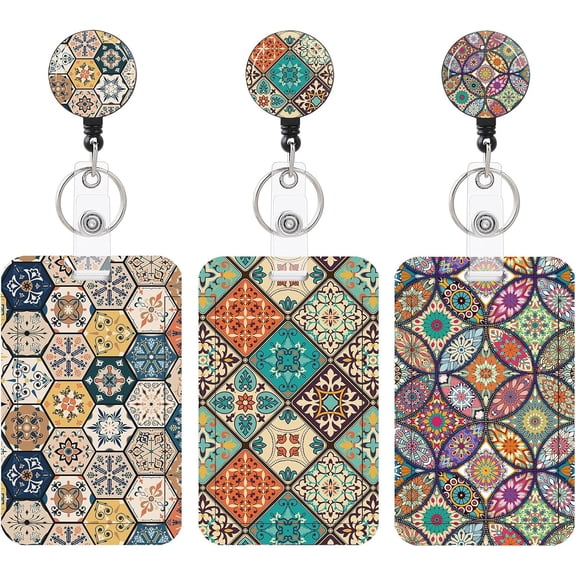 3 Set Heavy Duty Badge Holder with Retractable Reel,ID Badge Holder Key Card Work Badge Clip for Nurse Teacher Student Office Women Men