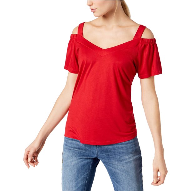 INC Blusa de punto con hombros descubiertos para mujer, rojo, extragrande I-N-C Tejer