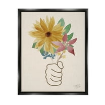 Stupell Industries Handful Flower Blossoms Graphic Art Jet Black Floating Framed Canvas Print Wall Art, Design by Stephanie Dicks