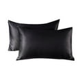 thumbnail image 2 of MintLimit 2Pcs Solid Satin Silk Pillow Cases Cushion Cover Pillowcase Bedding 48*74cm Black, 2 of 2