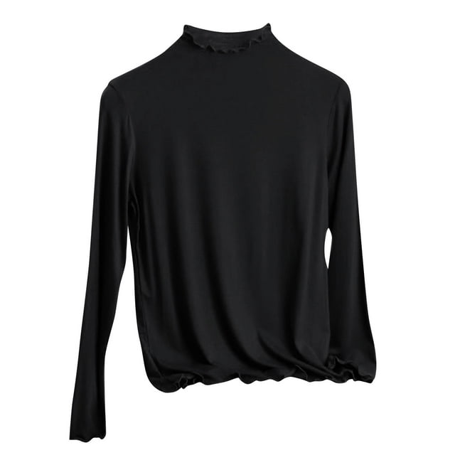 Womens Top,Casual Half High Neck Base Slim Inner Solid Color Long Sleeved High Neck,Shirts for Women