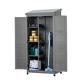 thumbnail image 3 of Outdoor Wooden Storage Shed with Metal Top Tall Vertical Tool Cabinet for Backyard Garden Patio Lawn, 3 of 14