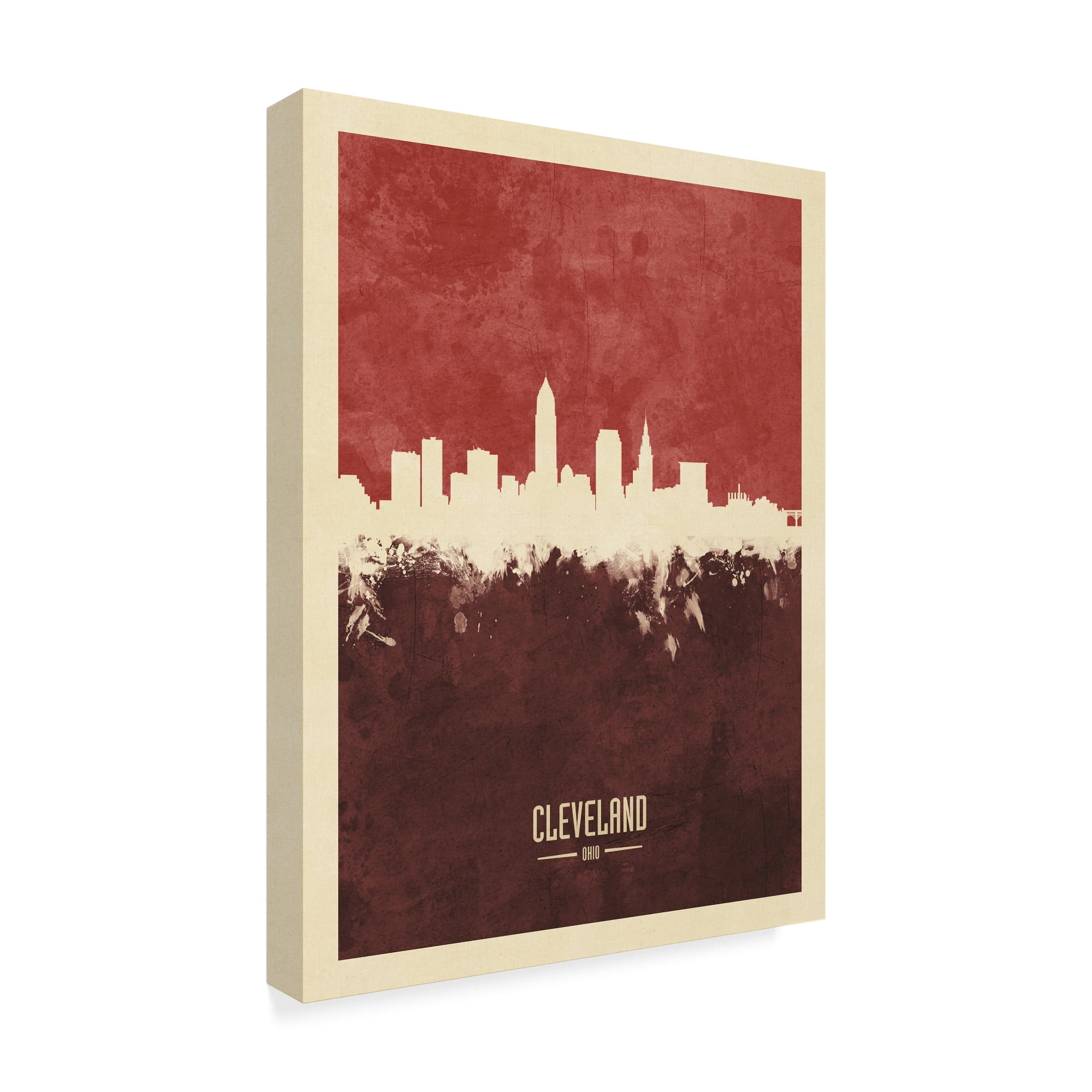 Trademark Fine Art 'Cleveland Ohio Skyline Red II' Canvas Art by Michael Tompsett