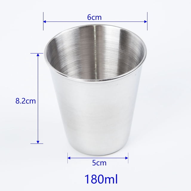 MYG for Stainless Steel Beer Cola Cup Set - 180ml Capacity for Bar, Coffee Shop, Office Use - Polished Interior & Exterior, Wide Stable Base (Silver)