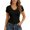 Black, variant on Women's Tops T Shirts Lace Trim Short Sleeve Summer Slim Fit Cropped Casual With Elegant Neckline Tees