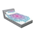 thumbnail image 2 of Ambesonne Mandala Fitted Sheet & Pillow Sham Set, Floral Form, Twinxl, White Pink and Blue, 2 of 2