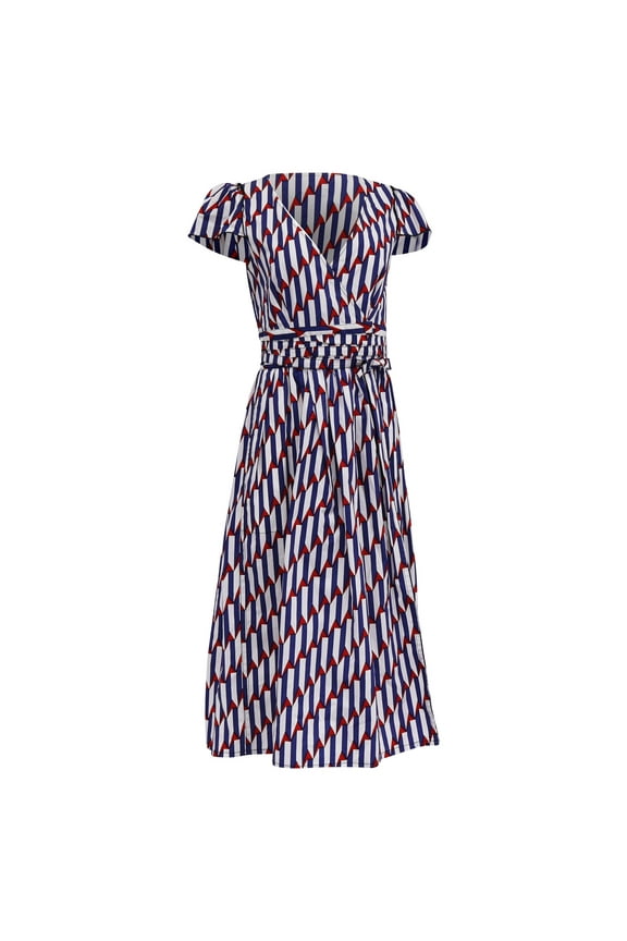 Pre-Owned Marc Jacobs Arrow Print Midi Wrap Dress in Multicolor Cotton