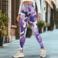 thumbnail image 4 of COEQINE Women Tummy Control Yoga Leggings with Pockets Breathable High Waisted 4-Way Stretch Full-Length Pants Violet Camouflage No See Through Hip Lift Tights for Hiking, 3XL, 4 of 7