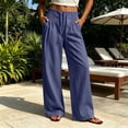 thumbnail image 2 of Horkkom Pants for Women Cotton High Waisted Drawstring Pants Casual Loose Pleated Pants with Pockets XL, 2 of 7