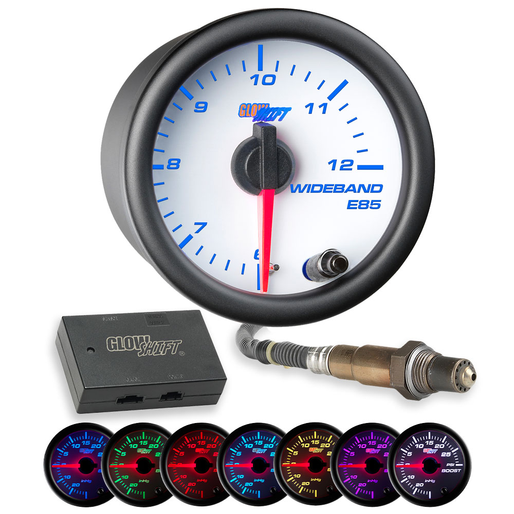 GlowShift White 7 Color Series E85 Analog Wideband Air/Fuel Ratio Gauge