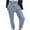 Light Blue, variant on LLYwey Linen Pants Spring and Summer Women's Button Elastic Waist Solid Fashion Casual Jeans Pants Straight Leg Pants Female Long Pant Style H1598 Pinks L
