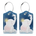 thumbnail image 3 of Disketp 1 Luggage Tag For Suitcase,Cute Elephant Sitting In The Moon With Little Bunny Leather Baggage Tag With Stainless Steel Loop Privacy Cover For Women Men Girls, 3 of 5