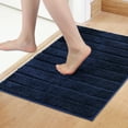 thumbnail image 2 of Unique Bargains Soft Stripe Bathroom Rug Rubber Backing Quick Dry Bath Rug Blue 20" x 32", 2 of 7