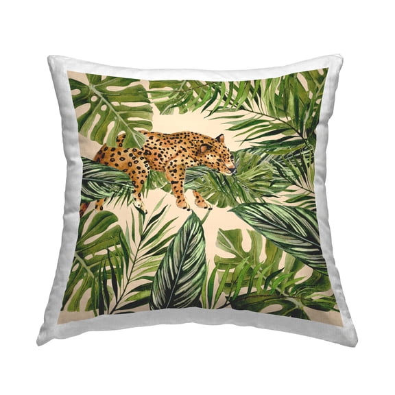 Stupell Industries Resting Leopard on Branch Decorative Printed Throw Pillow Design by Janet Tava.