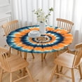 thumbnail image 3 of Orange Blue Tie Dye Spiral Pattern Round Fitted Tablecloth with Elastic Edge,Dining Table Cover Waterproof,Outdoor Round Tablecloth for Camping,Dining,Indoor and Outdoor, 3 of 7