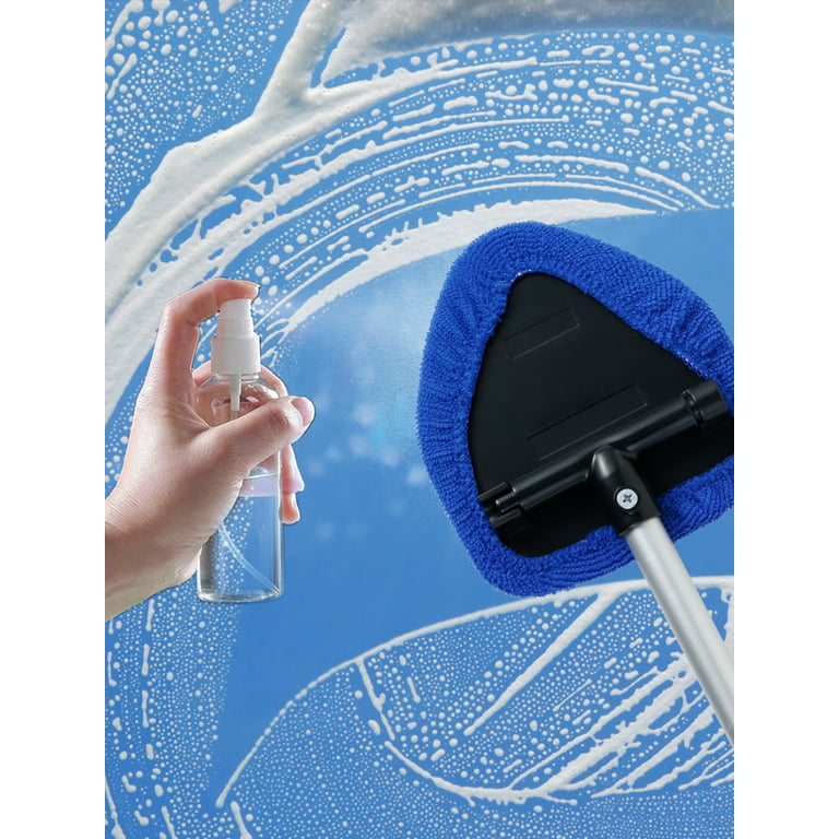 Protoiya 18.5inch Car Windshield Cleaner Brush with 5 Reusable and Washable Pads 180 Rotating Head Telescopic Anti-Fog Auto Window Cleaning Kit for