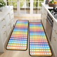 thumbnail image 4 of Kitchen Rugs Sets Of 2,Colorful Striped Checkered Pattern Anti Fatigue Kitchen Mat Rugs Non Slip Washable,Decorative Kitchen Floor Mats for Kitchen,Sink,Laundry,17"x47"+17"x47", 4 of 5