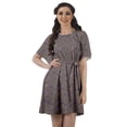 thumbnail image 1 of Moomaya Printed Jewel Neck A-Line Women Dress Casual Loose Bohemian Short Tunic, 1 of 6
