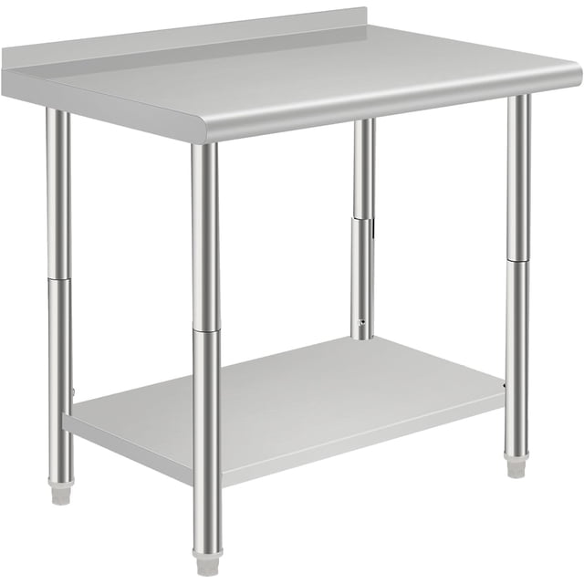 30x24 In NSF Stainless Steel Prep Table with Adjustable Undershelf Heavy Duty Commercial Work Table for Restaurant Kitchen Home Hotel Use