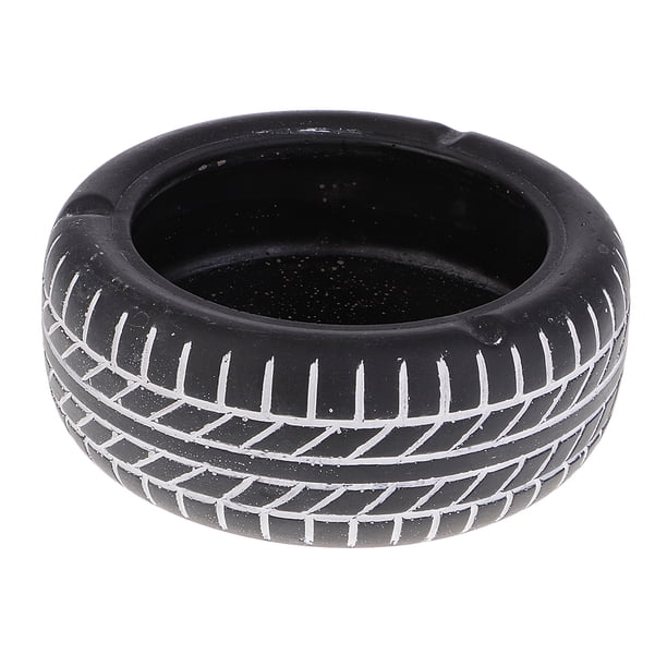 en Forma de Neumático de La en Forma de con Tapa Decoración Del Hogar Negro Sunnimix Cenicero del cigarrillo