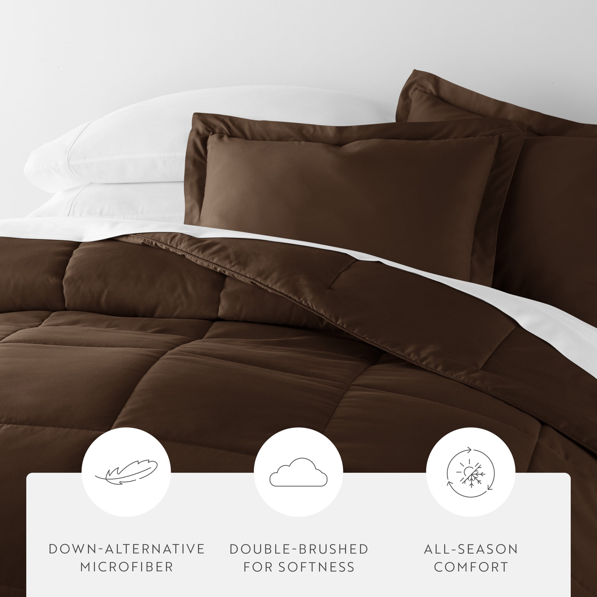 Noble Linens 8-Piece Chocolate Bed in a Bag Microfiber Bedding Set, Twin XL