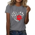 thumbnail image 2 of Lilgiuy National Pet Day Dog Paw Love Heart Print T-Shirt for Women Summer Solid Color Short Sleeve Soft Lightweight Cute Dog Mom Graphic Tees Tops Gift for Dog Lovers(Gray,S), 2 of 4