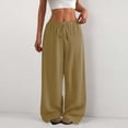 thumbnail image 2 of Yubnlvae Drawstring Waist Palazzo Pants - 2025 Summer Lightweight Wrinkled Texture Trousers, Flowy Wide Leg Casual Bottoms (Khaki | M), 2 of 8