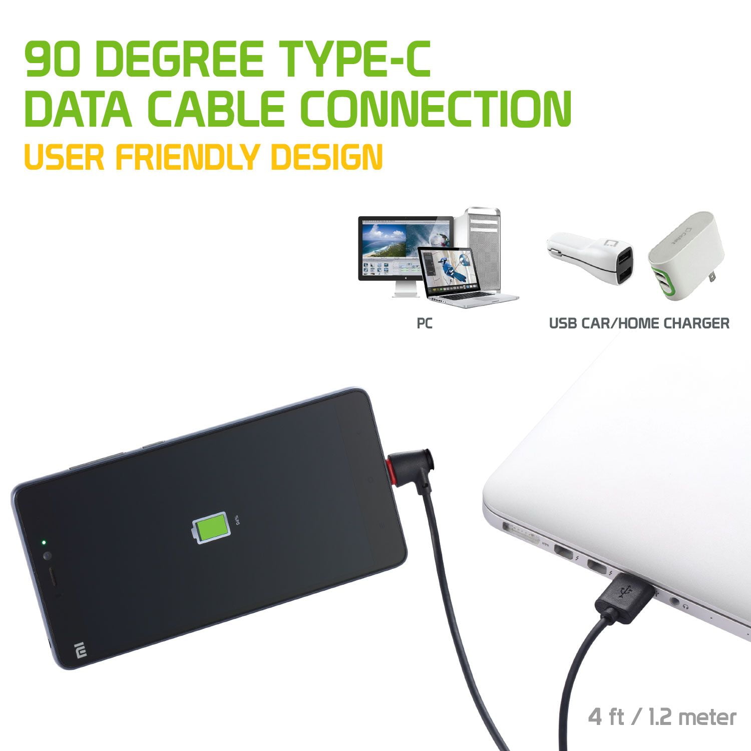 Câble téléphone portable Force Power Cable Ultra Renforce USB-A/C