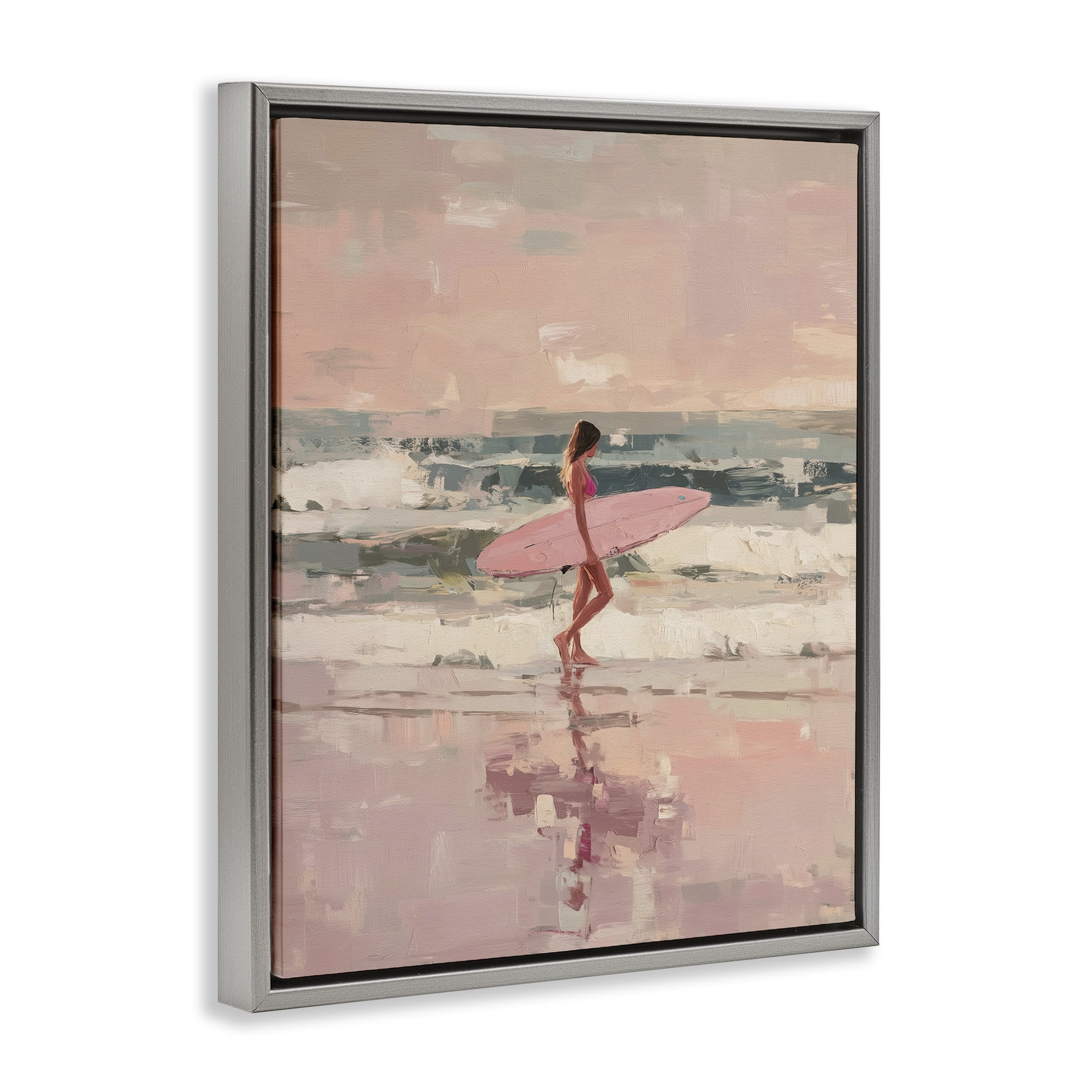 Stupell Industries Rider Of The Waves Gray Framed Floater Canvas Wall Art, design by Svetlana Aleynikova