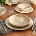 thumbnail image 6 of Gibson Home Casper Court 16-Piece Melamine Dinnerware Set – Reactive Glaze Look - Service for - Beige, 6 of 16