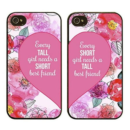 iPhone 5, Set of 2, BFF Best Friends Forever Lover Snap on Rubber Case Cover for Apple iPhone 5 5S (Every Tall or Short Girl Needs Short or Tall Best (Best Rubber Iphone 5 Case)