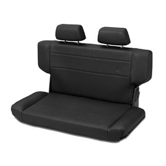 Bestop 39435-01 Seat Trailmax II Rear; Fold And Tumble; Bench; Black; Vinyl; Dual Adjustable Headrest; Brackets Included