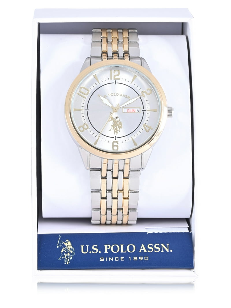 U.S. Polo Assn. Adult Male Analog Watch in Two-tone Silver