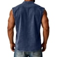 thumbnail image 4 of Nestiefly Mens Sleeveless Shirts Summer Distressed Washed Tank Tops Henley Button Up V Neck Shirts Vintage Solid Tee Top Navy 3XL, 4 of 6