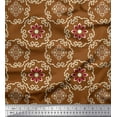thumbnail image 1 of Soimoi polyester Crepe Fabric Damask Ethnic Printed Craft Fabric by the Yard 42 Inch Wide, 1 of 3