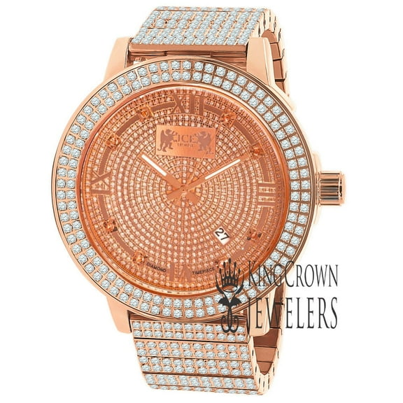 Roman Face Mens Real Diamond Dial 18K Rose Gold Tone Jojo Jojino Joe Rodeo Full Stainless Steel 54mm Watch W/Date