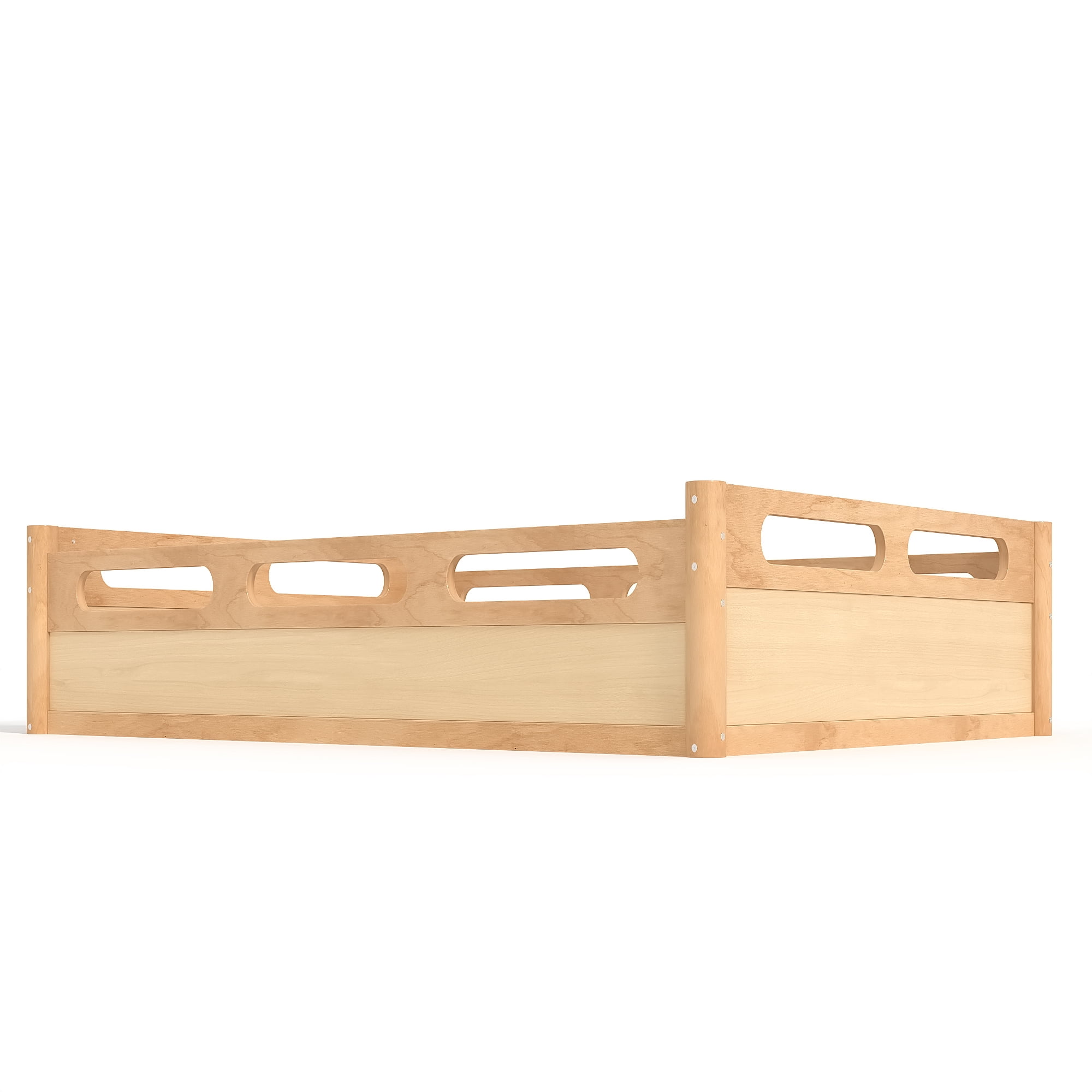 Leumius Full Size Floor Bed with Full-length Guardrails,Low Profile Montessori Bed Frame,Easy Assembly, No Box Spring Needed,Natural