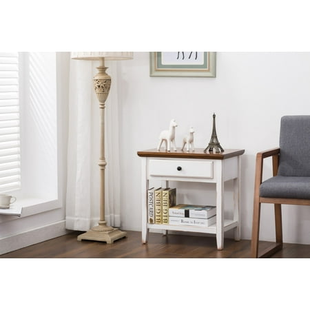 White Wicker Bedroom Furniture Used Porthos Home Side Table, an Awe-inspiring End Table with Storage Drawer and Shelf for Bedroom or Living Room Use, a Stylish Night Stand, Bedside Table that Will Adorn Any Room, Size, 24 x 24 x 16 Inch ()