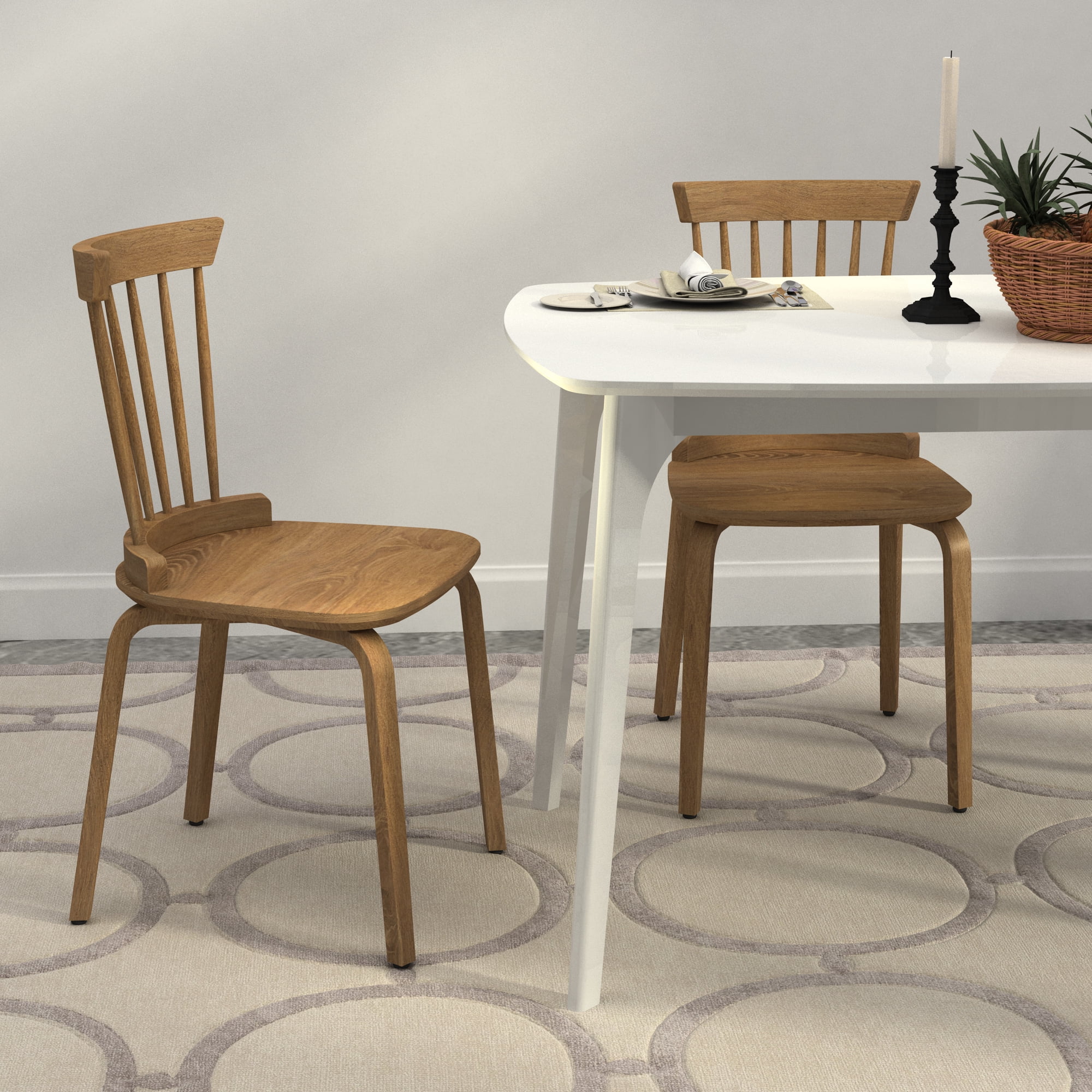 Resenkos Solid Wood Slat Back Dining Chairs Set of 2, Country Farmhouse Windsor Chair, Walnut Resenkos Solid Wood Slat Back Dining Chairs Set of 2, Country Farmhouse Windsor Chair, Walnut