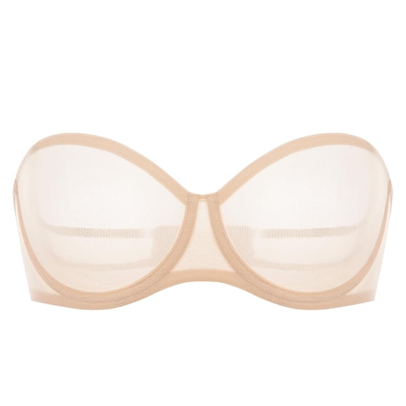 Sostén INLYRIC Transparente Sin Tirantes de Malla Sin Relleno Beige 34C