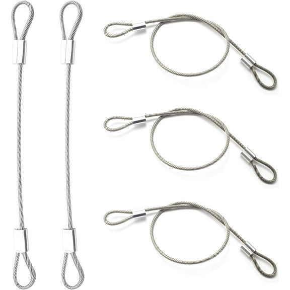 Stainless Steel Cable with Loops, Vinyl Coated Wire Rope Lanyard Lock Security Chains for Outdoor Gates, Stage Lighting, Luggage Lock Wire Rope with Loops 2mm Thickness 12inch L